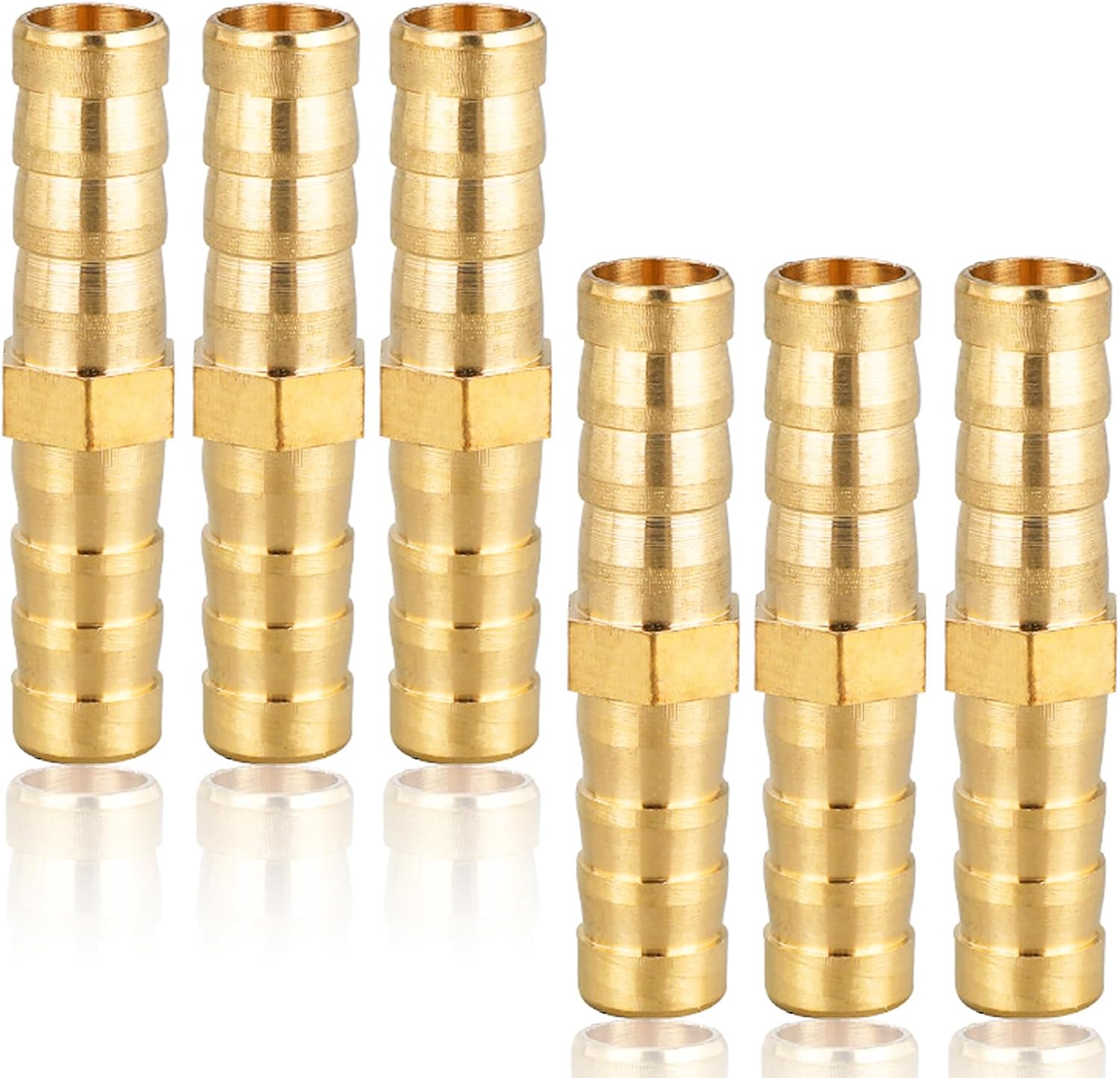 8 Mm (5/16") Messing-rohrverschraubungen, 6 Stück, Gerade Nut, Muffe, Gewinderohrverbinder
