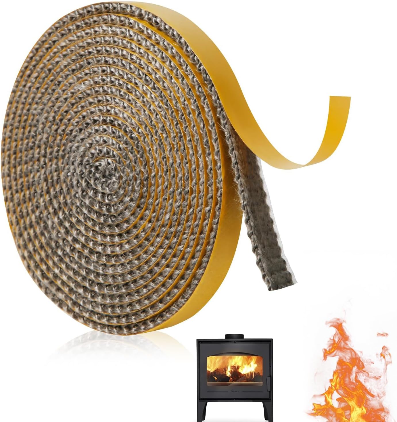 Selbstklebende Kaminabdichtung Aus Fiberglas, Hitzebeständig, Feuerfest, 3 Mm X 15 Mm X 4 M