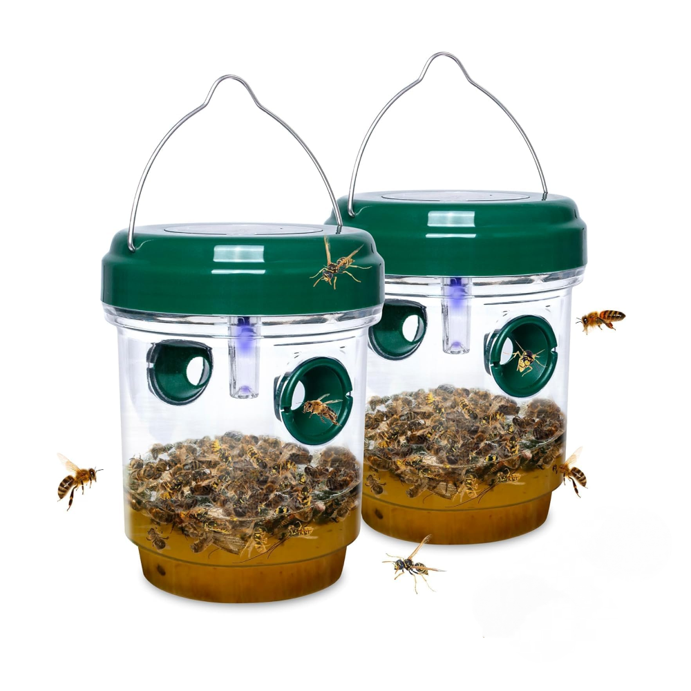 Set Mit 2 Solarbetriebenen Wespenfallen, Hängende Bienenfallen Für Den Außenbereich (grün)