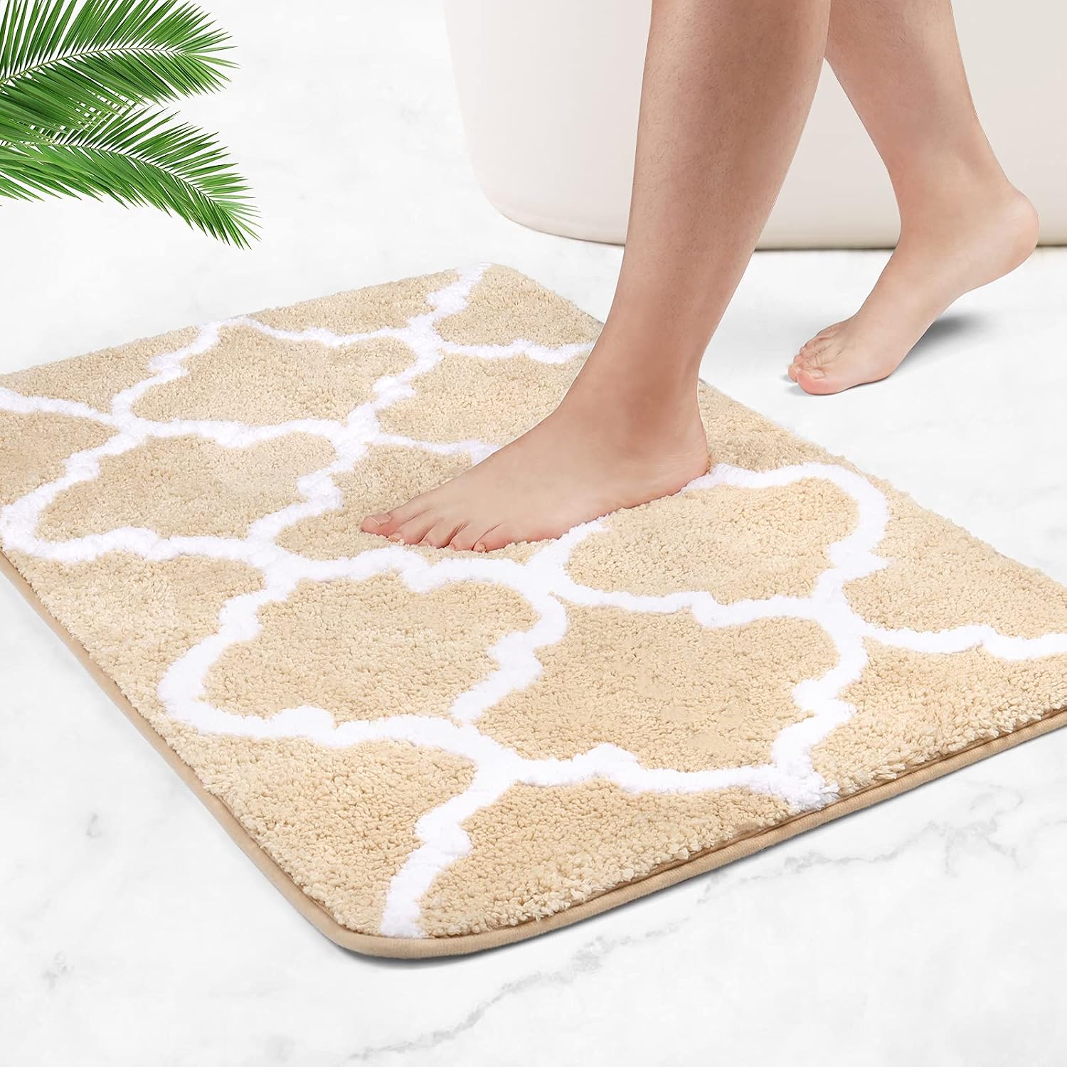 Rutschfeste Badematte, Extra Lange Badematte Aus Weicher, Komfortabler Mikrofaser, Die Wasser Sehr Schnell Aufnimmt (hellbeige, 50 X 80 Cm)