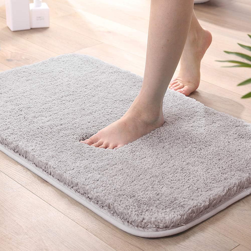 Extra Dicke, Rutschfeste Badematte Aus Saugfähiger Mikrofaser Für Das Badezimmer (hellgrau, 50 X 80 Cm)