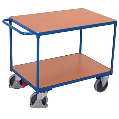 VARIOfit Schwerer Tischwagen mit Schiebegriff und 2 Ladeflächen 1000x600mm