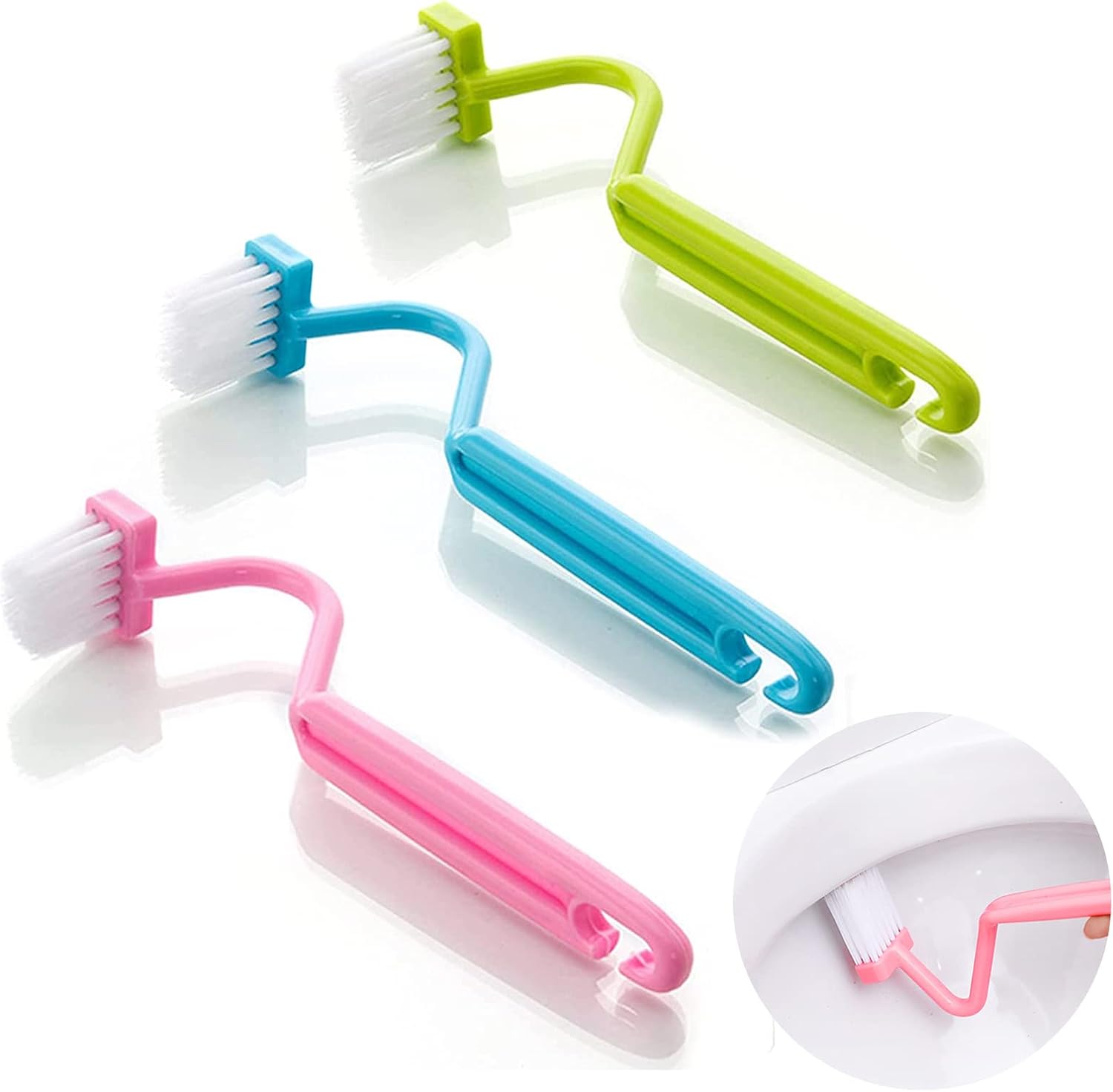 Dieses Dreiteilige Toilettenbürsten-set Ist Für Die Reinigung Der Ränder Und Ecken Der Toilettenschüssel Konzipiert Und Besteht Aus Strapazierfähigen Materialien.