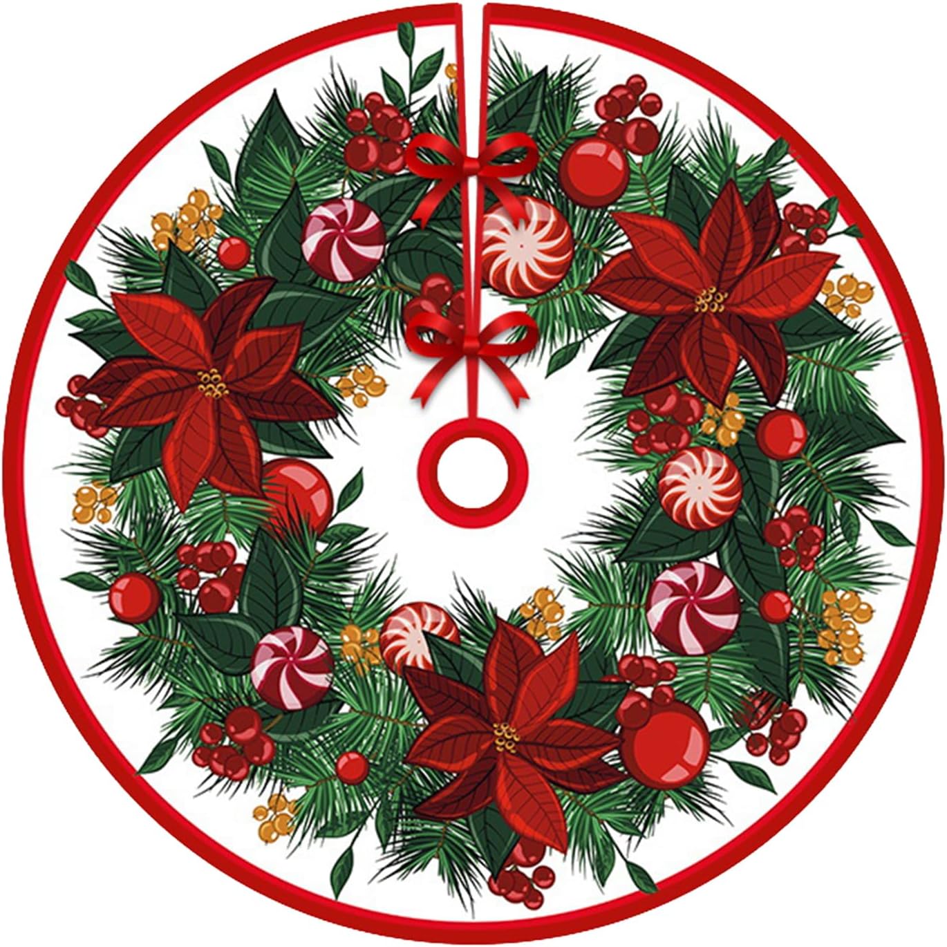 Weihnachtsbaumdecke Mit Kranzmuster, Christbaumfuß-dekoration, 90 Cm Durchmesser