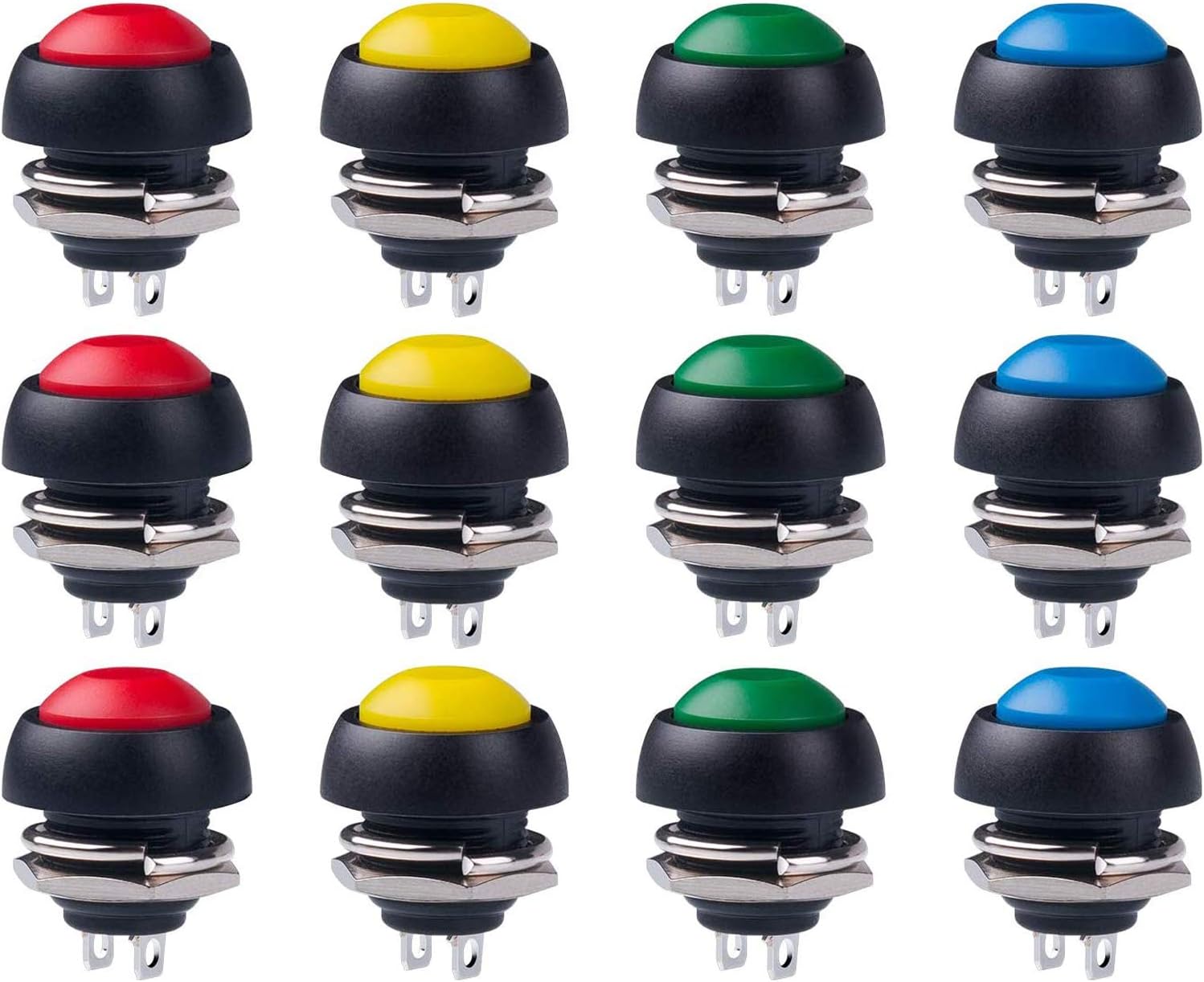 12 Ein-/ausschalter, 12 Mm Wasserdichter Soforttaster (4 Farben)hohe Qualität, Die Ideale Wahl Für Familien.