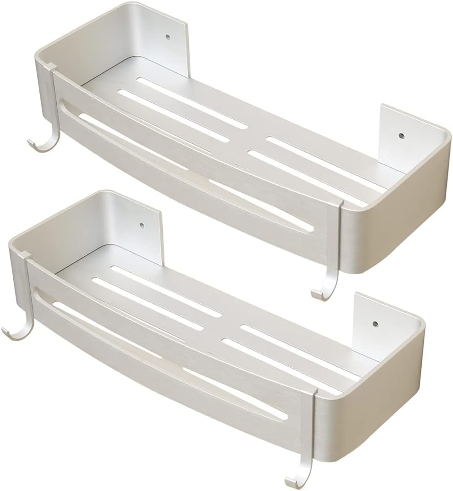 Duschablage (korbform), Die Ohne Bohren Montiert Werden Muss, Badezimmerregal, Rostfreies Aluminium-regal, 2-stöckiges Regal, Bietet Platz Für Shampoo Und Seife.
