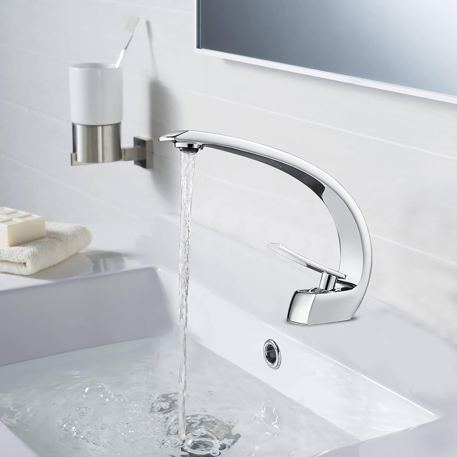 Einloch-waschtischarmatur, Elegante Verchromte Messing-waschtischarmatur, Waschtischarmatur