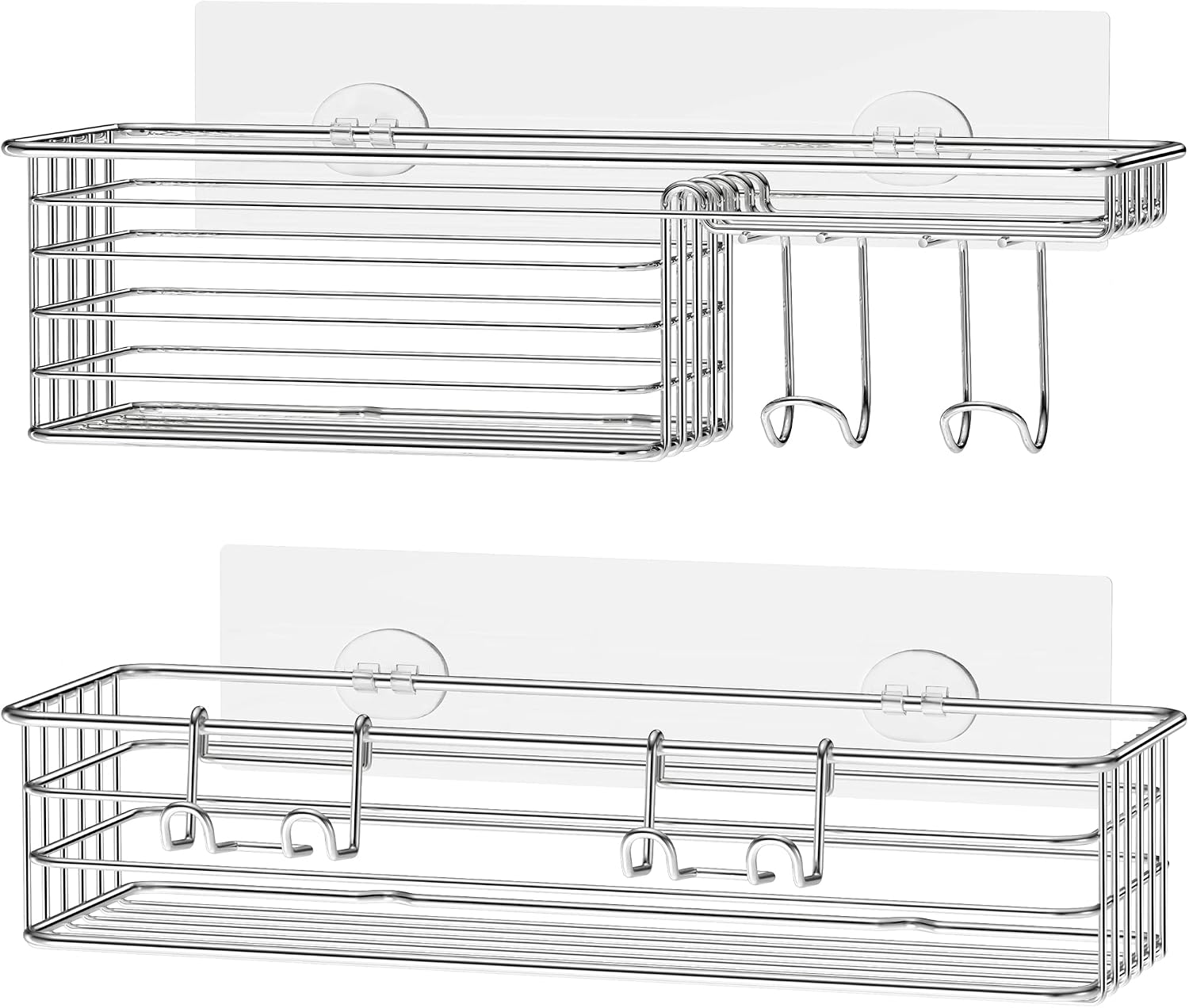 Multifunktionales 2-teiliges Dusch-organizer-set Bestehend Aus Einer Selbstklebenden Seifenschale, Einem Seifenhalter Und 4 Haken. Hochwertige Seifenschale Aus Edelstahl Für Bad Und Küche.