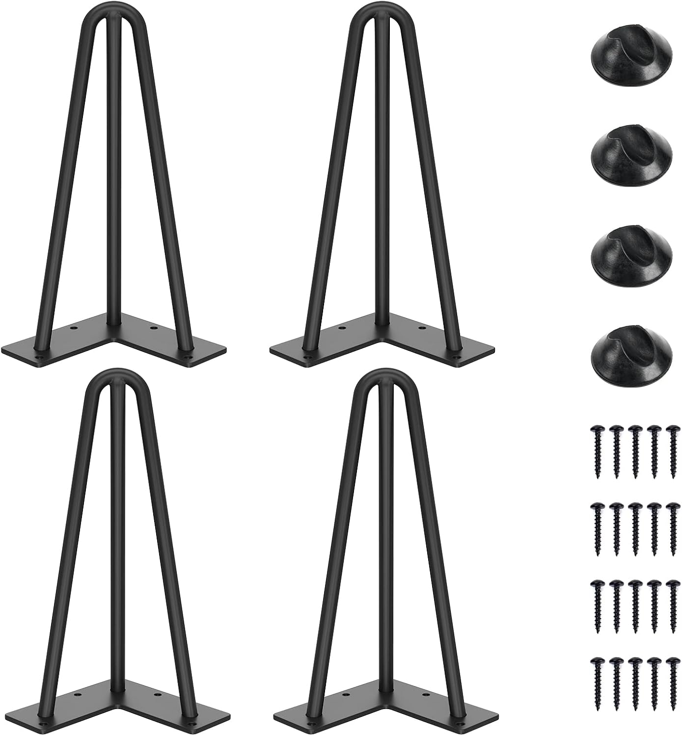 3-beiniges Tischbein, Geeignet Für Couchtisch, Esstisch, Nachttisch, Höhe 25 Cm (schwarz, 4 Stück)