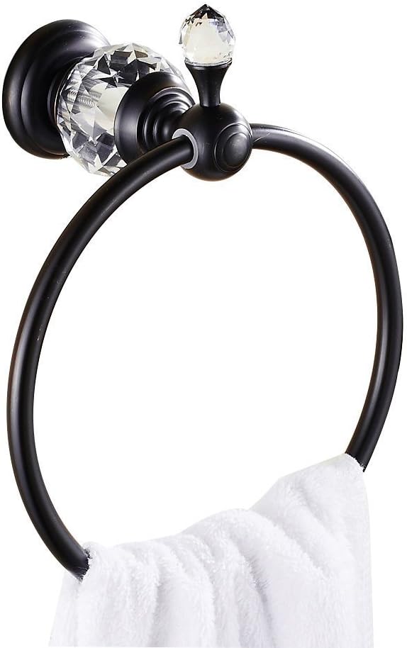 Handtuchring Aus Kristall, Badezimmerhandtuchring Mit Kristallknauf (schwarz)