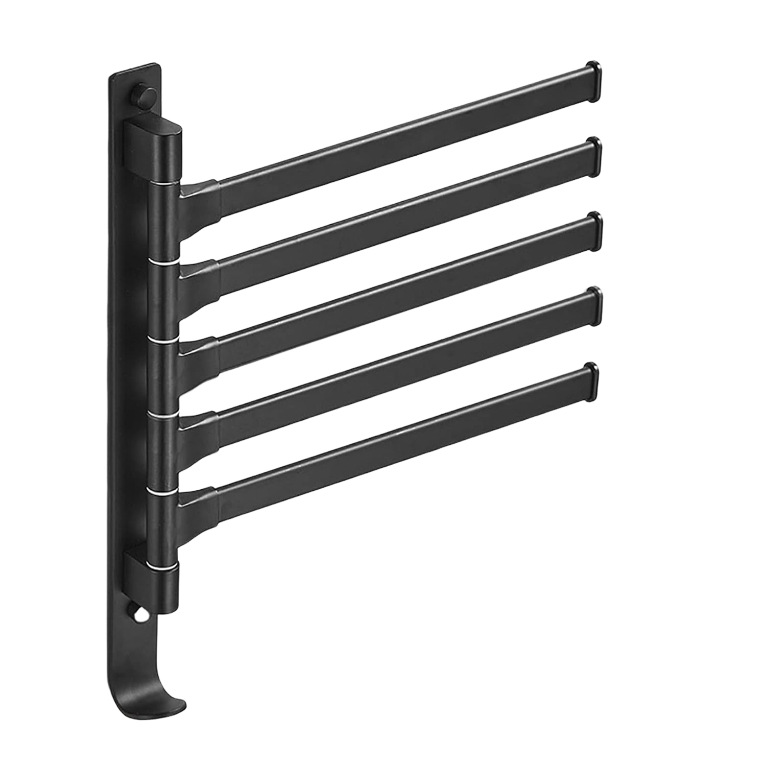 Schwenkbarer Handtuchhalter Mit Haken, 180° Schwenkbare Wandhalterung, Handtuchhalter Aus Aluminium, Schwarz (5 Arme)