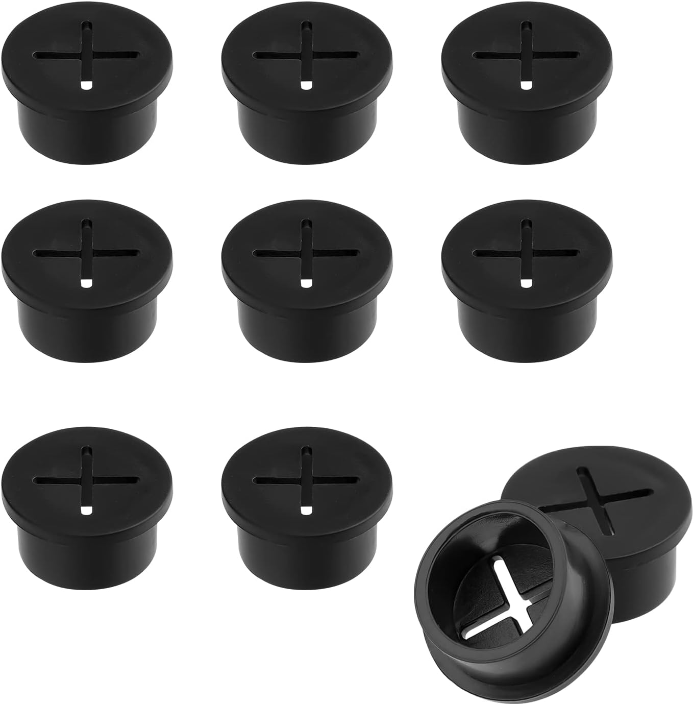 Packung Mit 10 2,5 Cm (1 Zoll) Großen Kabeldurchführungen Aus Gummi Für Desktop-pcs (schwarz)