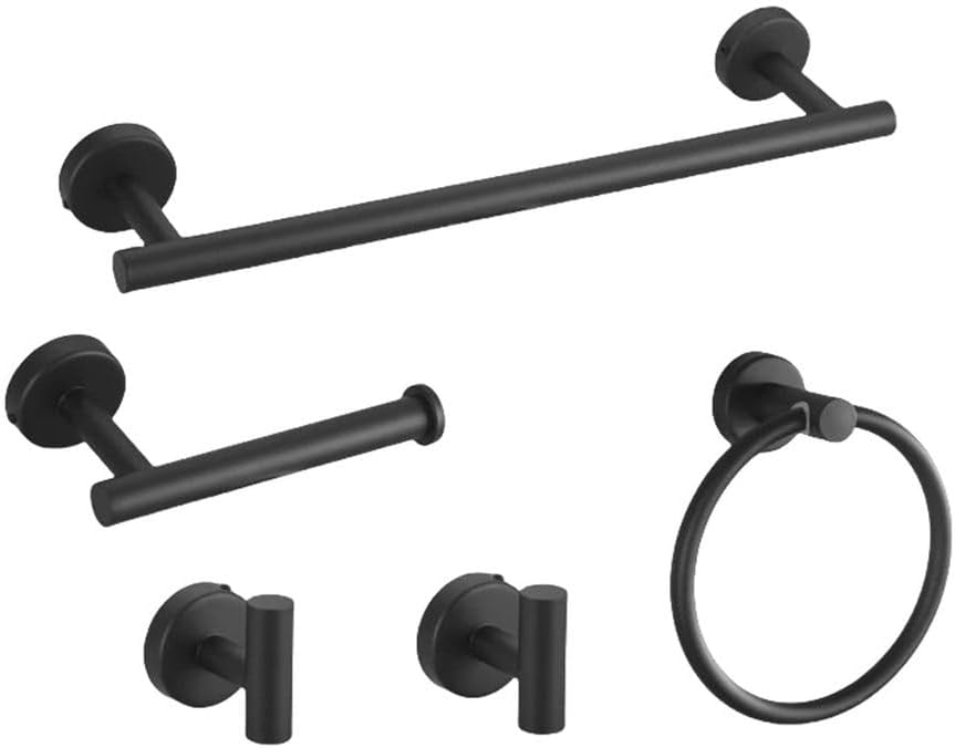 Badezimmer-accessoire-set, Handtuchhalter-set, 5-teilig, Mattschwarzhohe Qualität, Die Ideale Wahl Für Familien.