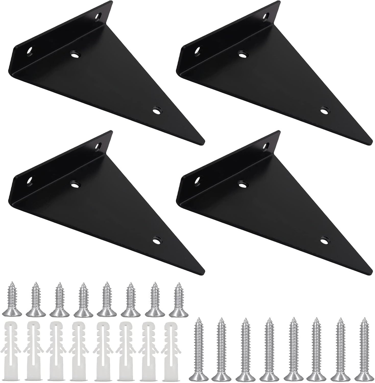 Ein Set Aus 4 Regalwinkeln, Robuste, Verdeckte, Dreieckige Winkel Aus Schwarzem Eisen, Geeignet Für Küchen-, Büro- Und Gartenregale (130×140 Cm).