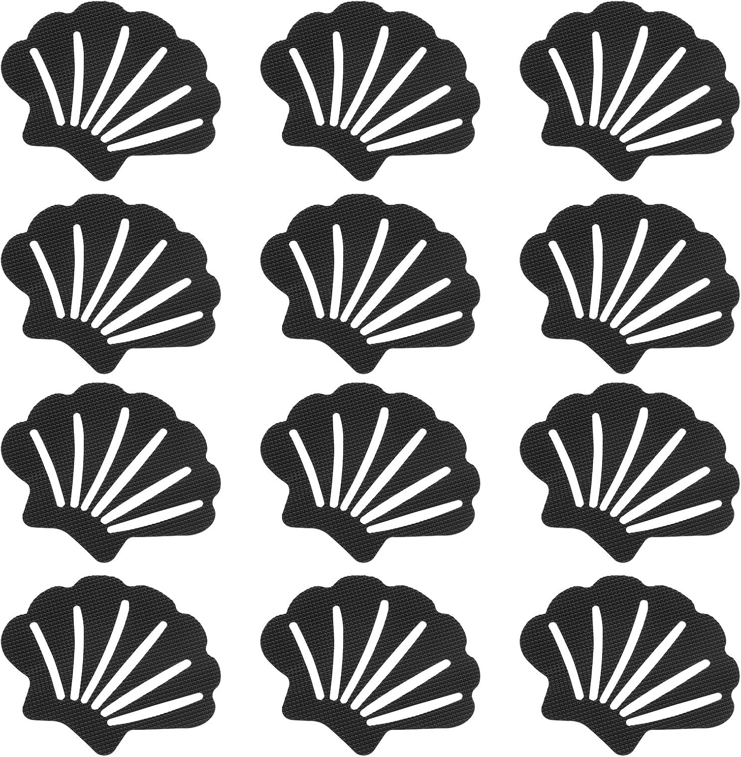 12 Rutschfeste Badewannenaufkleber In Muschelform (schwarz).hohe Qualität, Die Ideale Wahl Für Familien.