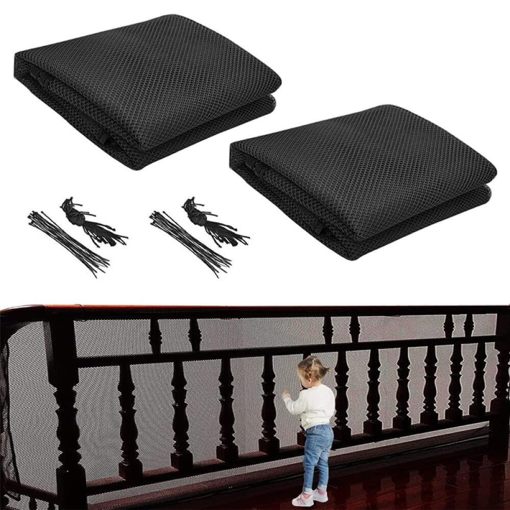 Treppenschutznetz, Balkonschutznetz, Schutznetz – Schwarz – 79 Cm X 2 M – 2 Stück
