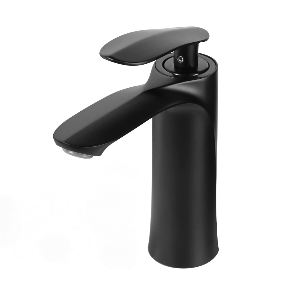 Badezimmer-waschtischarmatur, Zweigriff Für Warm- Und Kaltwasser, Mit 2 Schläuchen (schwarz)