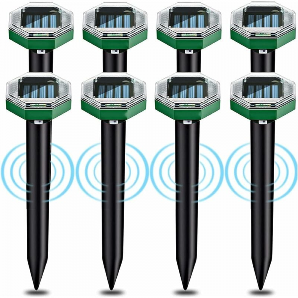 Solarbetriebenes Maulwurfsabwehrgerät, 8-teiliges Ultraschall-schädlingsbekämpfungsgerät – Maulwurfsbekämpfung Mit Ip65-wasserschutzklasse, Garten-maulwurfsabwehrgerät