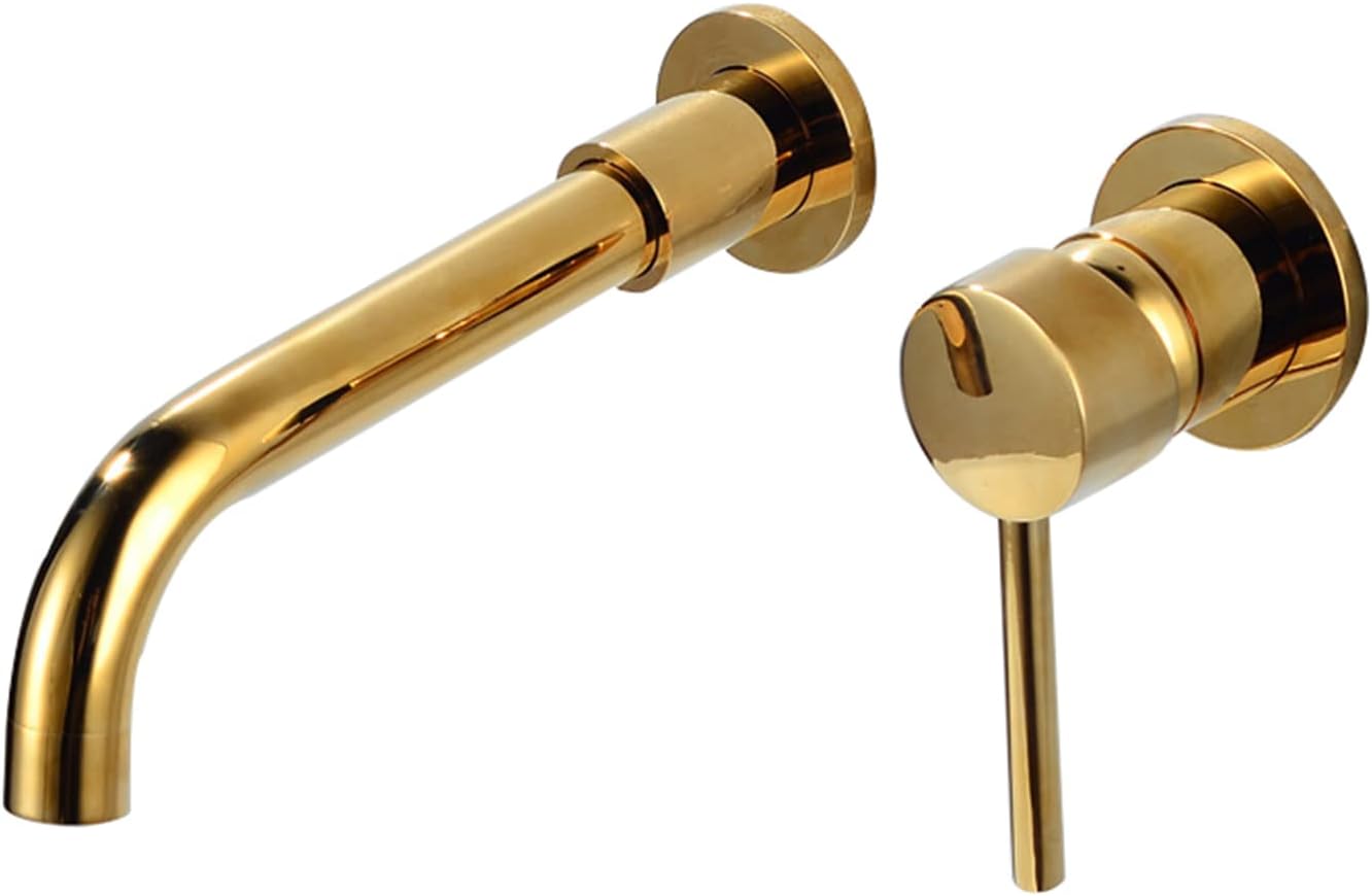 Wandmontierte Badezimmerarmatur, Einhebelmischer, Um 360 Grad Schwenkbarer Auslauf, Warm- Und Kaltwasserregelung (gold)