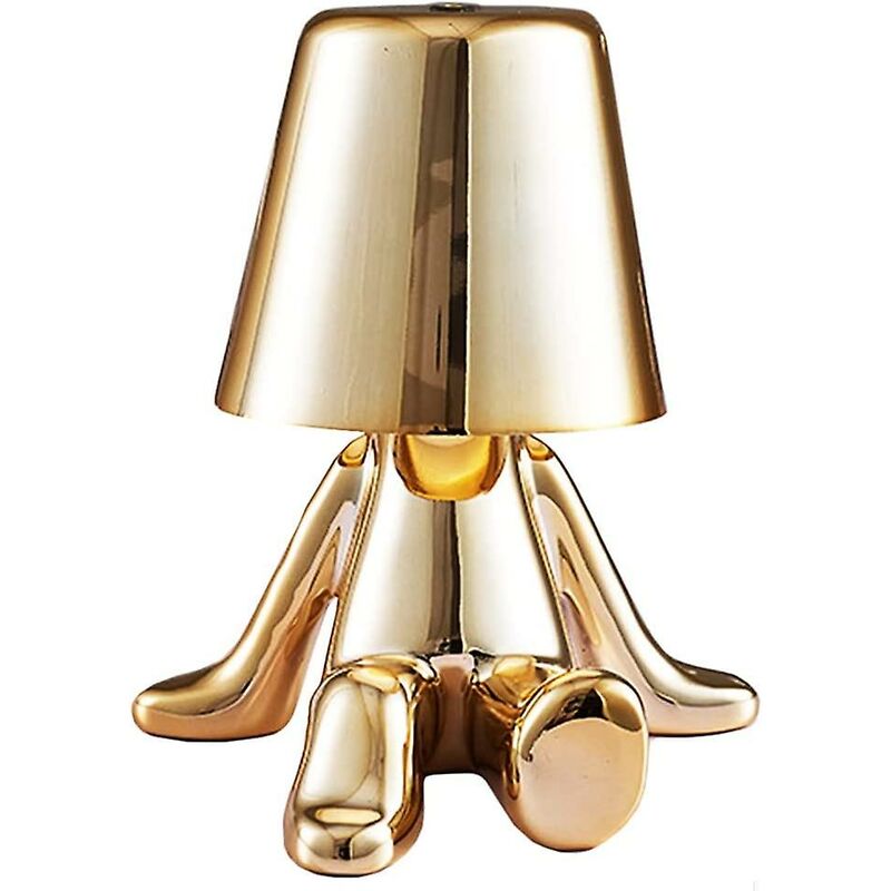 Schreibtischlampe, Kreative Schreibtischlampe Mit Kleinem Goldenen Männchen, Wiederaufladbares Nachtlicht, Dimmbare Schreibtischlampe