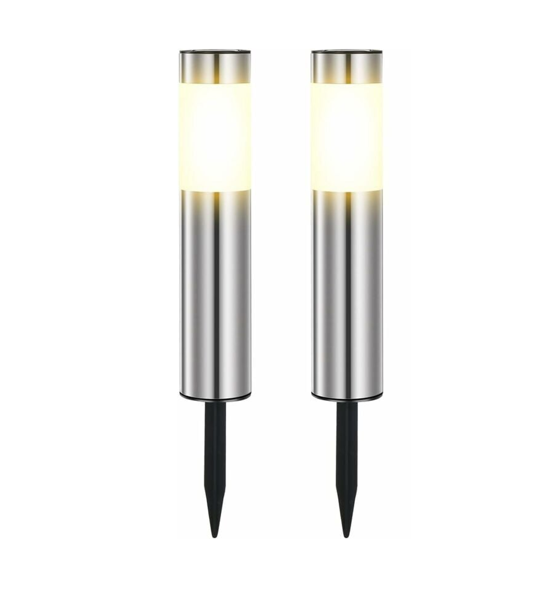 Solar-gartenleuchten Aus Edelstahl, Silber (2er-pack)hohe Qualität, Die Ideale Wahl Für Familien.