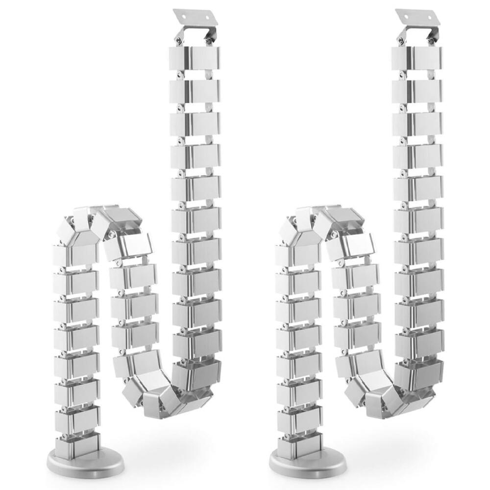Kabelmanagement-set, Verstellbarer, Flexibler Kabelorganizer Mit Vier Eingängen Für Büros, Silberfarben, 2 Stück (quadratisch, 130 Cm)