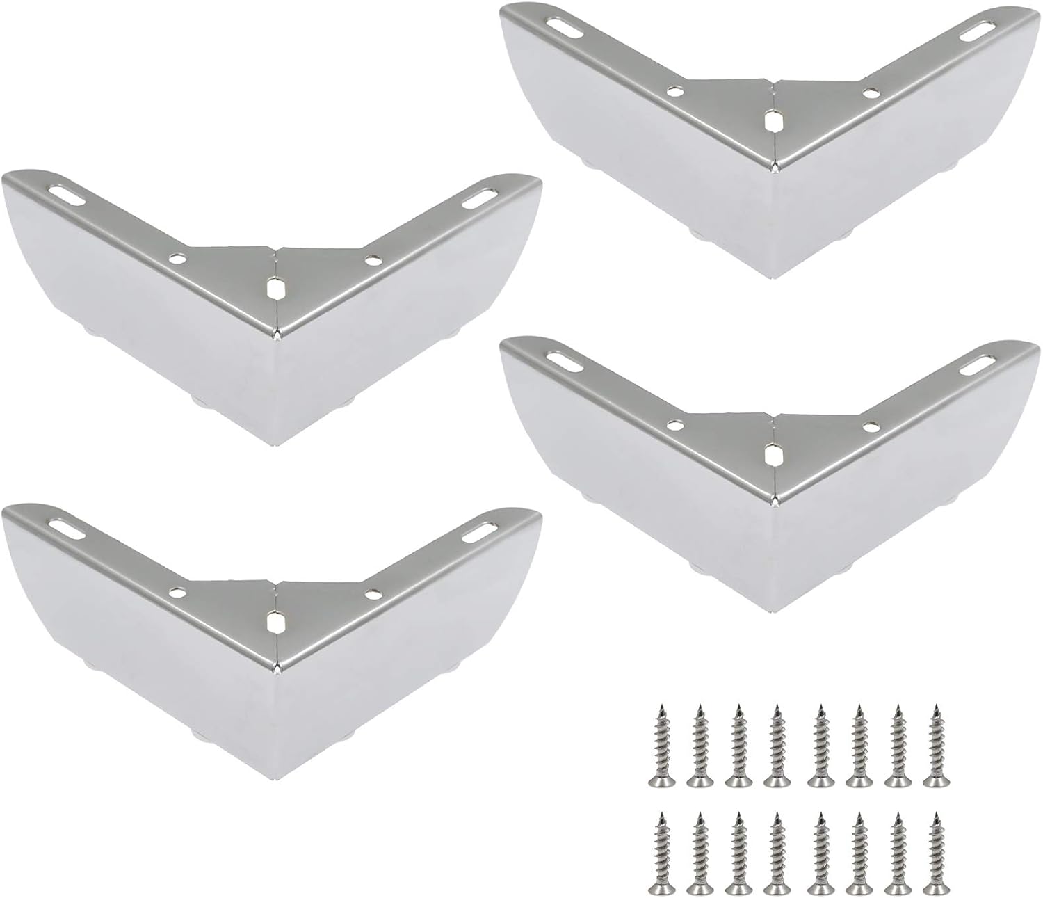 Set Mit 4 Küchenmöbelfüßen (55 Mm) Für Schränke, Betten, Sofas, Tische Und Stühle, Silberfarben