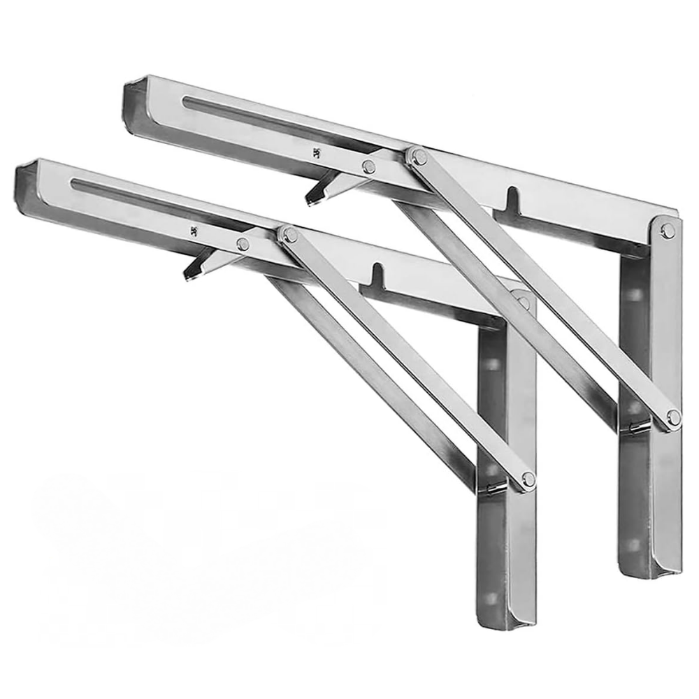 Klappbarer Regalträger, Platzsparender Träger, Wandmontiertes Klapptischscharnier, 30 Cm, 2 Stück – Silber