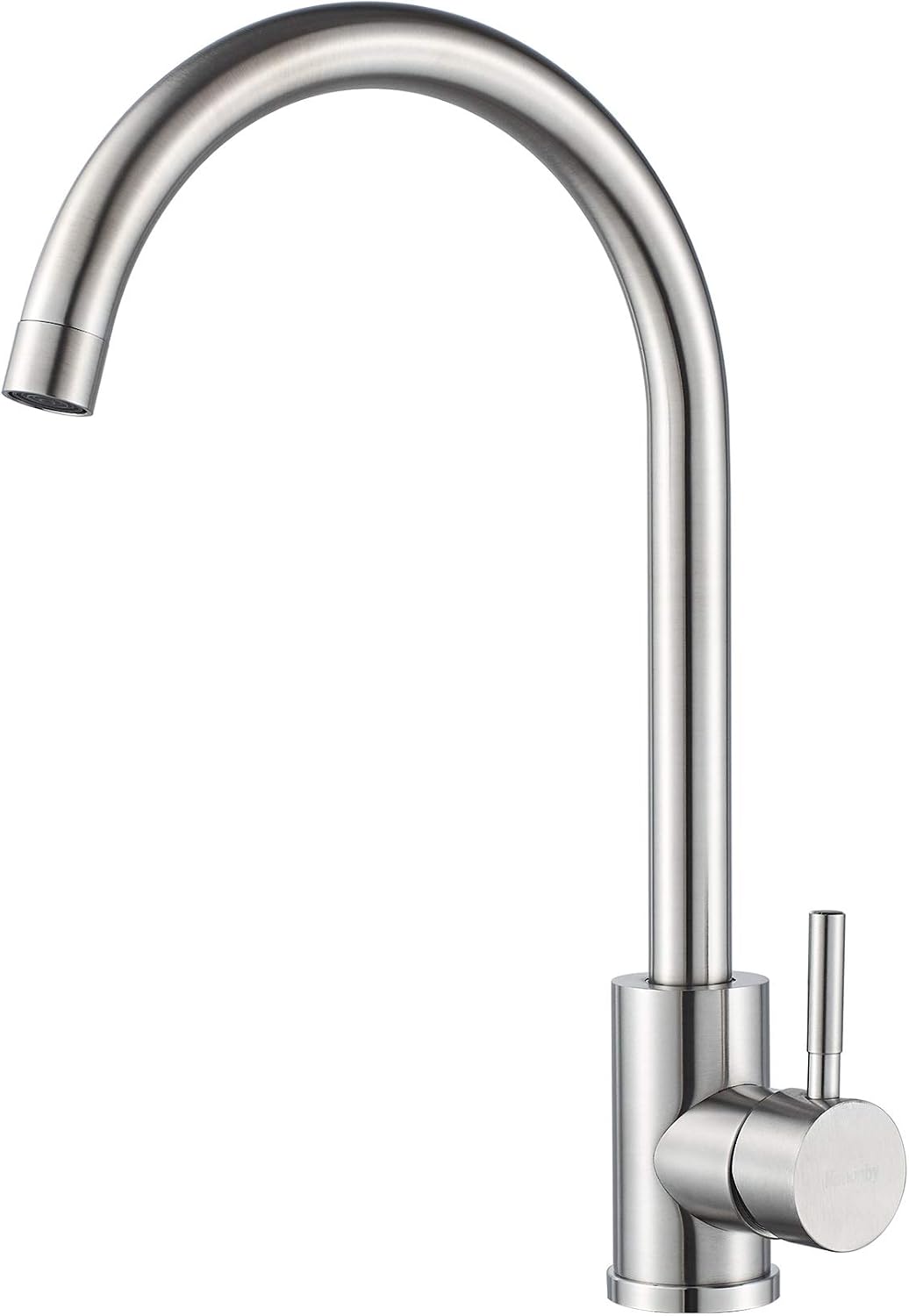 Küchenarmatur, Einhebelmischer, Hoher Auslauf, Edelstahl, Einloch-spültischarmatur, Gebürstete Oberfläche, Mit Wasserzulaufschlauch