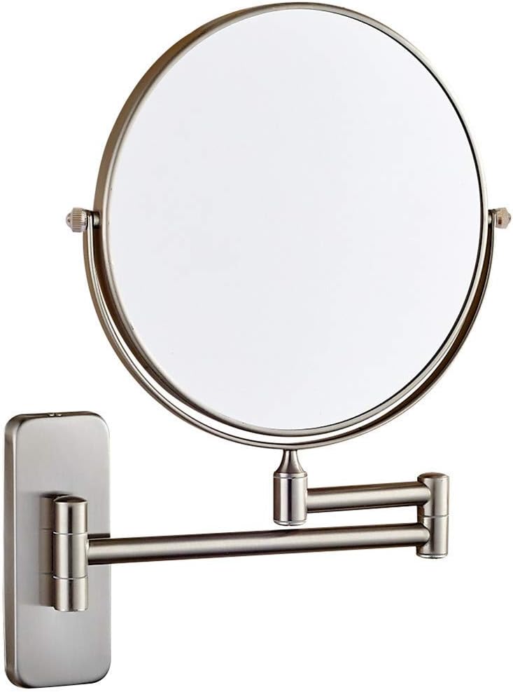 Wandmontierter Kosmetikspiegel Mit 10-facher Vergrößerung, 360° Schwenkbarem Auszug, Gebürstetem Nickel, 20 Cm Durchmesser