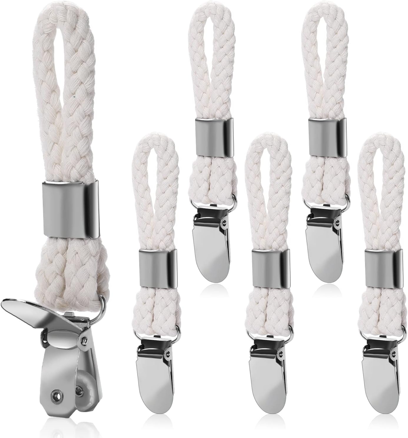 6er-pack Handtuchclips, Badetuchclips Aus Baumwollseil (weiß)hohe Qualität, Die Ideale Wahl Für Familien.