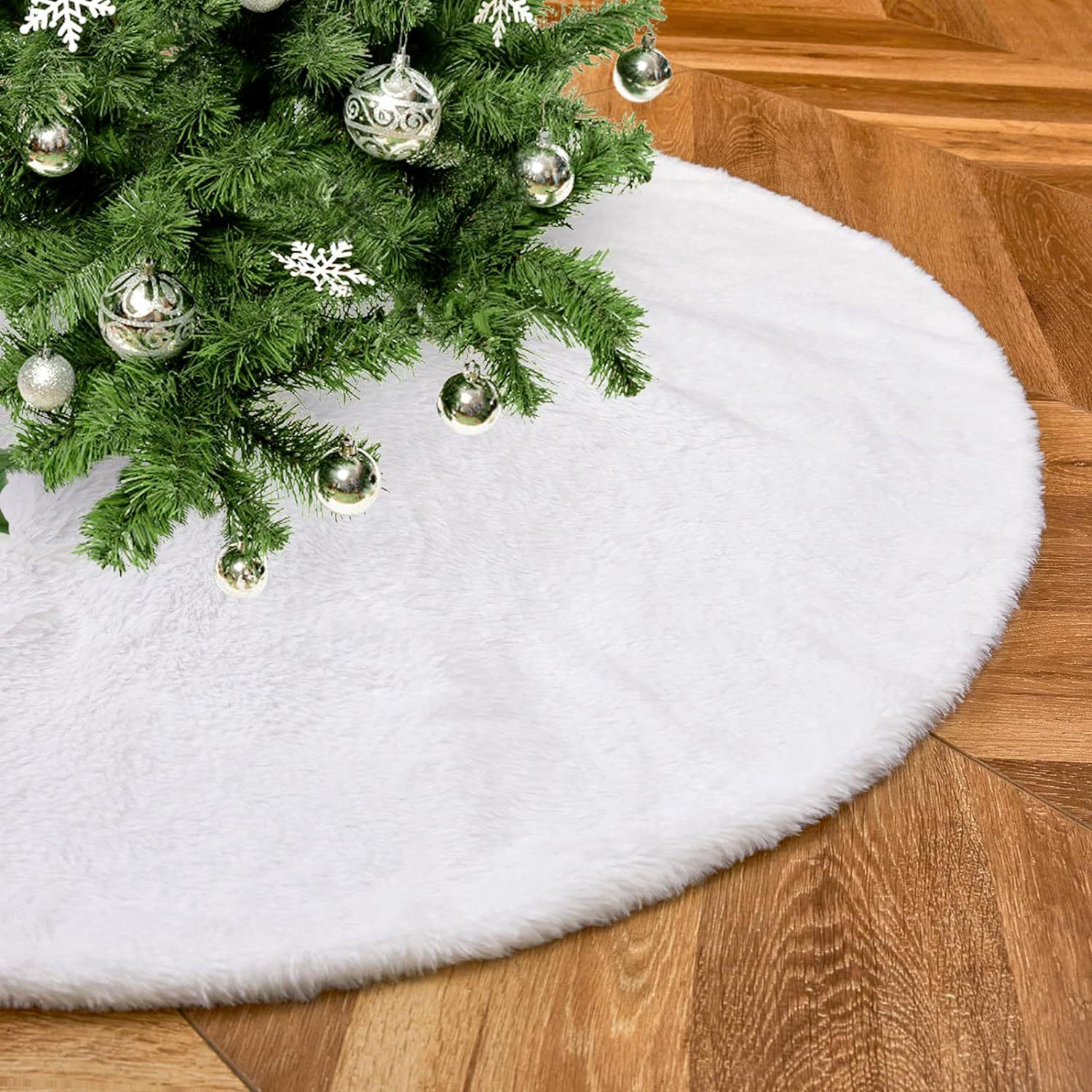 Weihnachtsbaumdecke, Dekorative Weihnachtsbaumabdeckung, Weiße Weihnachtsbaummatte, 150 Cm Durchmesser