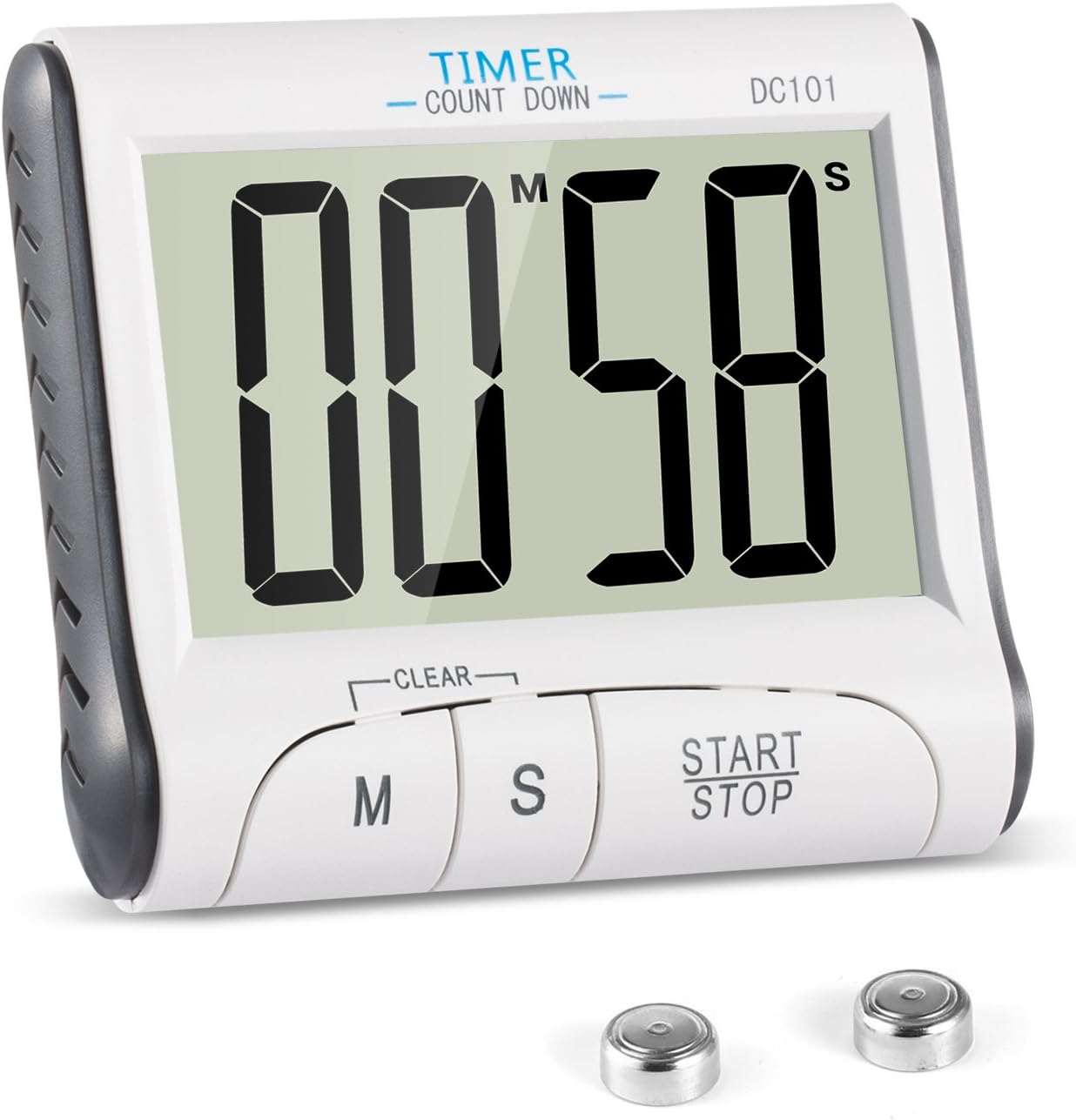Küchentimer, Digitaler Elektronischer Küchentimer Mit Magnetfuß, 24 Stunden, Akustischem Alarm, Lcd-bildschirm Und Countdown-funktion, Magnetfuß - Weiß.