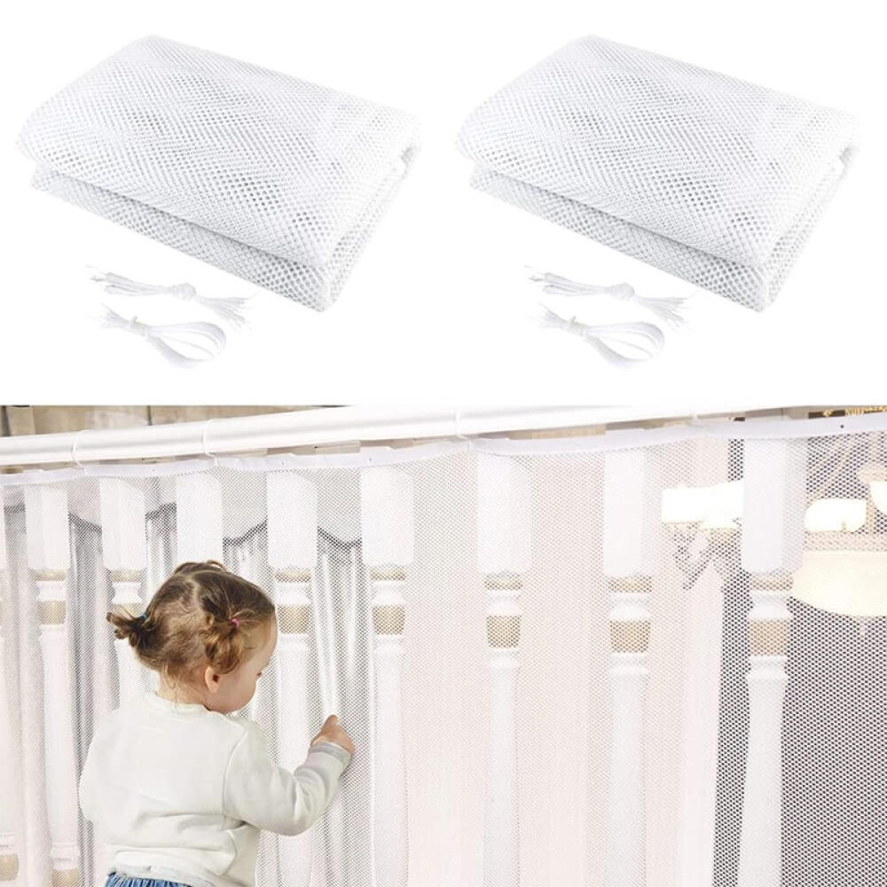 Treppenschutznetz, Balkonschutznetz, Schutznetz – Weiß – 79 Cm X 3 M – 2 Stück