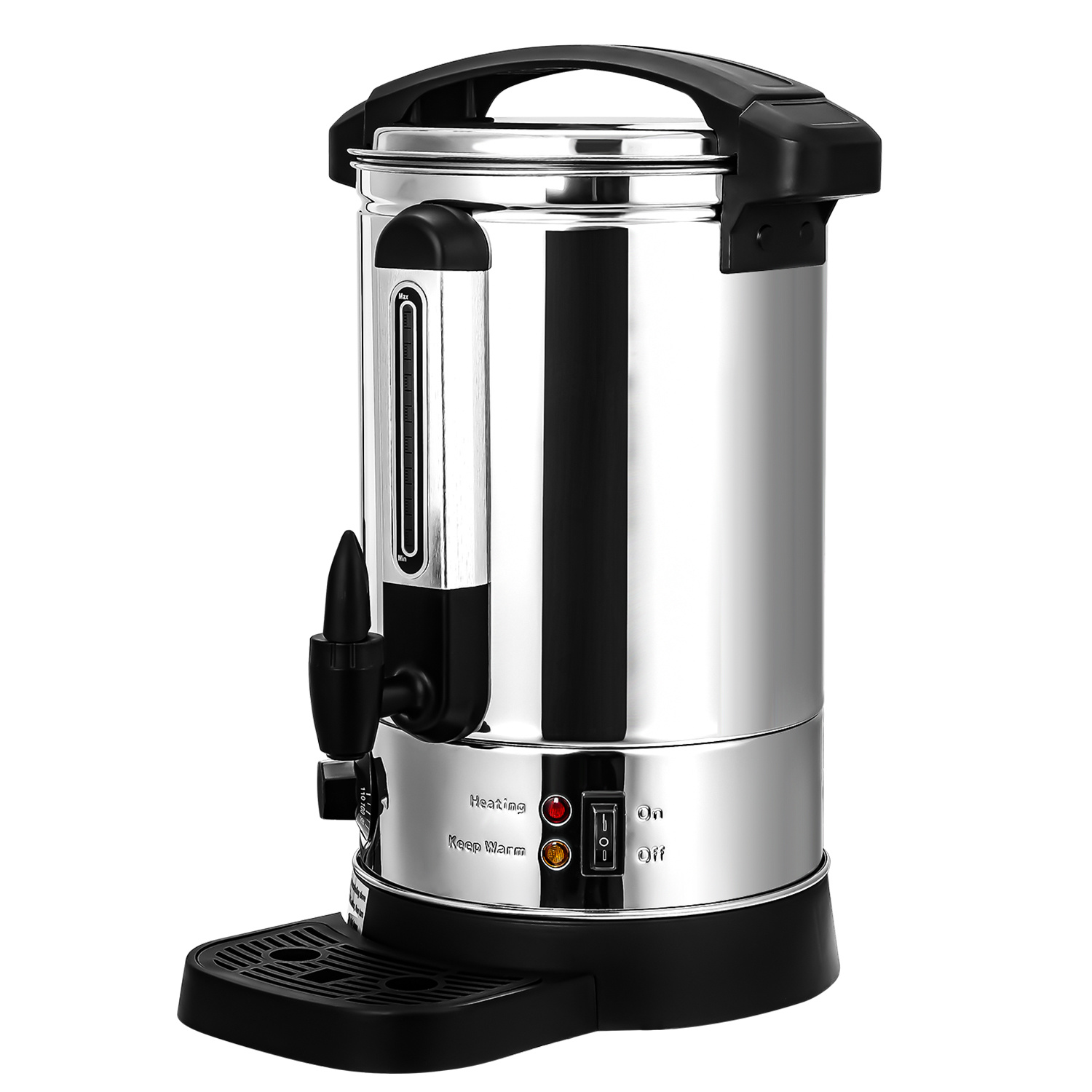 Jiubiaz Dispensador De Bebidas Calientes 10 L, 1500 W, Acero Inoxidable Negro, Termostato 30–95 °c, Grifo Y Visor De Nivel