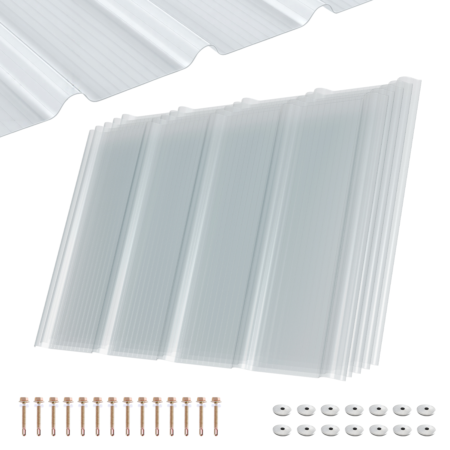 Jiubiaz 5x Klare Frp Dachplatten 90x60 Cm 1 Mm Trapezprofil, Uv- & Wetterfest, Hagelsicher, Mit Schrauben Für Gewächshaus Carport