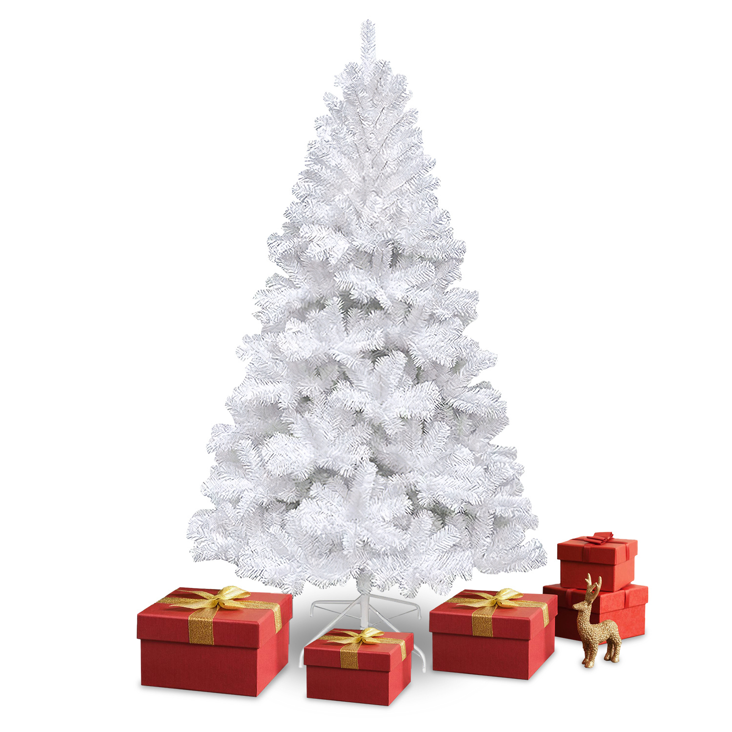 Jiubiaz 210cm Künstlicher Weihnachtsbaum Mit 950 Spitzen Pvc, Tannenbaum Mit Ständer, Christbaum Kunstbaum Weiß
