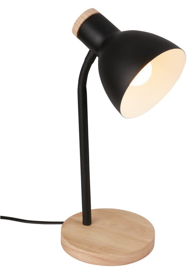 Nachttischlampe mit Kabelschalter, schwenkbar, E14, max.10W, Tischlampe, Schreibtischlampe, Tischleuchte, Bürolampe, Leselampe Bett, 14x38cm, Schwarz