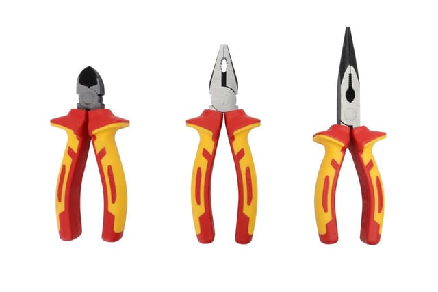 Primaster Zangen-Set 3-teilig VDE Kombizange Flachrundzange Seitenschneider Zangensatz