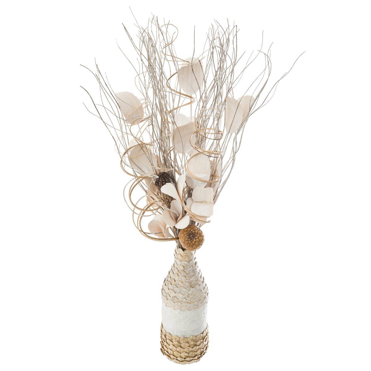 Kunstblumengesteck Vase Weide H50cm - Ecru Beige