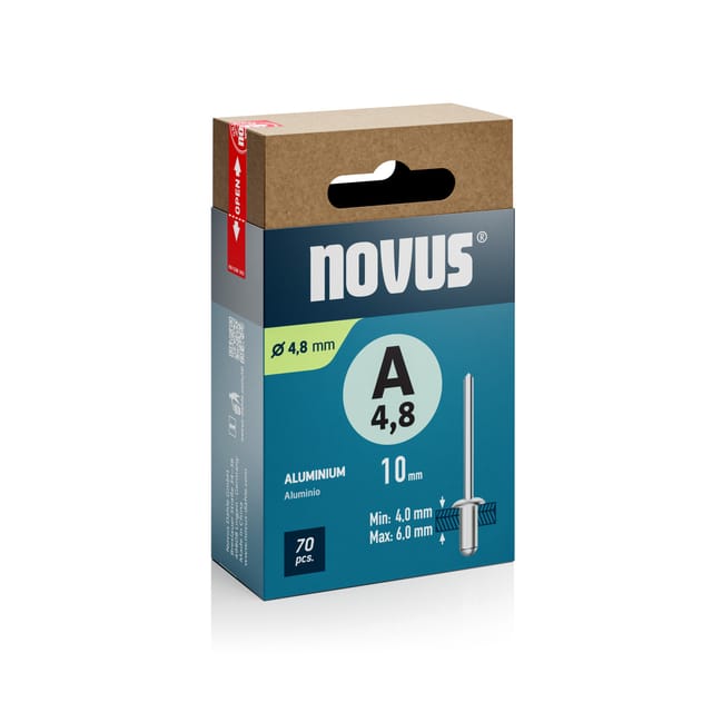Novus Blindnieten Typ A 5 x 10 mm Aluminium 70 Stück Blindnietzange