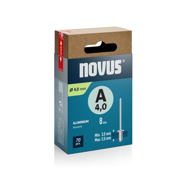 Novus Blindnieten Typ A 4 x 8 mm Aluminium 70 Stück Blindnietzange