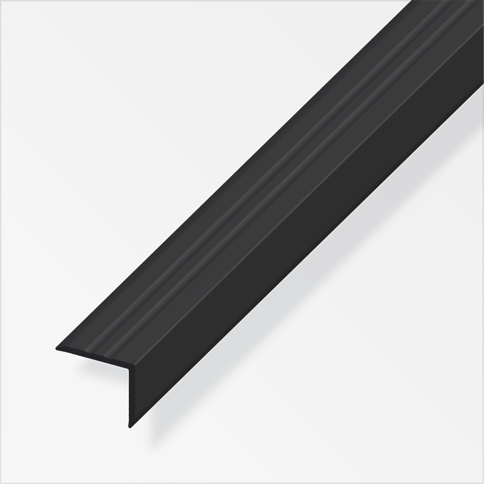 alfer Treppenprofil 1 m, 25 x 21 mm PVC (Kunststoff) glatt schwarz Treppenkantenprofil