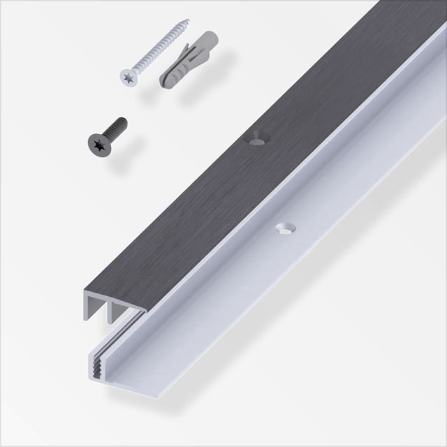 alfer Abschluss- + Träger- 1 m, 21 x 10.5 x 7 - 15 mm Alu eloxiert Profil
