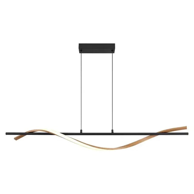 LED Hängeleuchte Pendelleuchte Deckenleuchte Metall schwarz Holzoptik L 115 cm