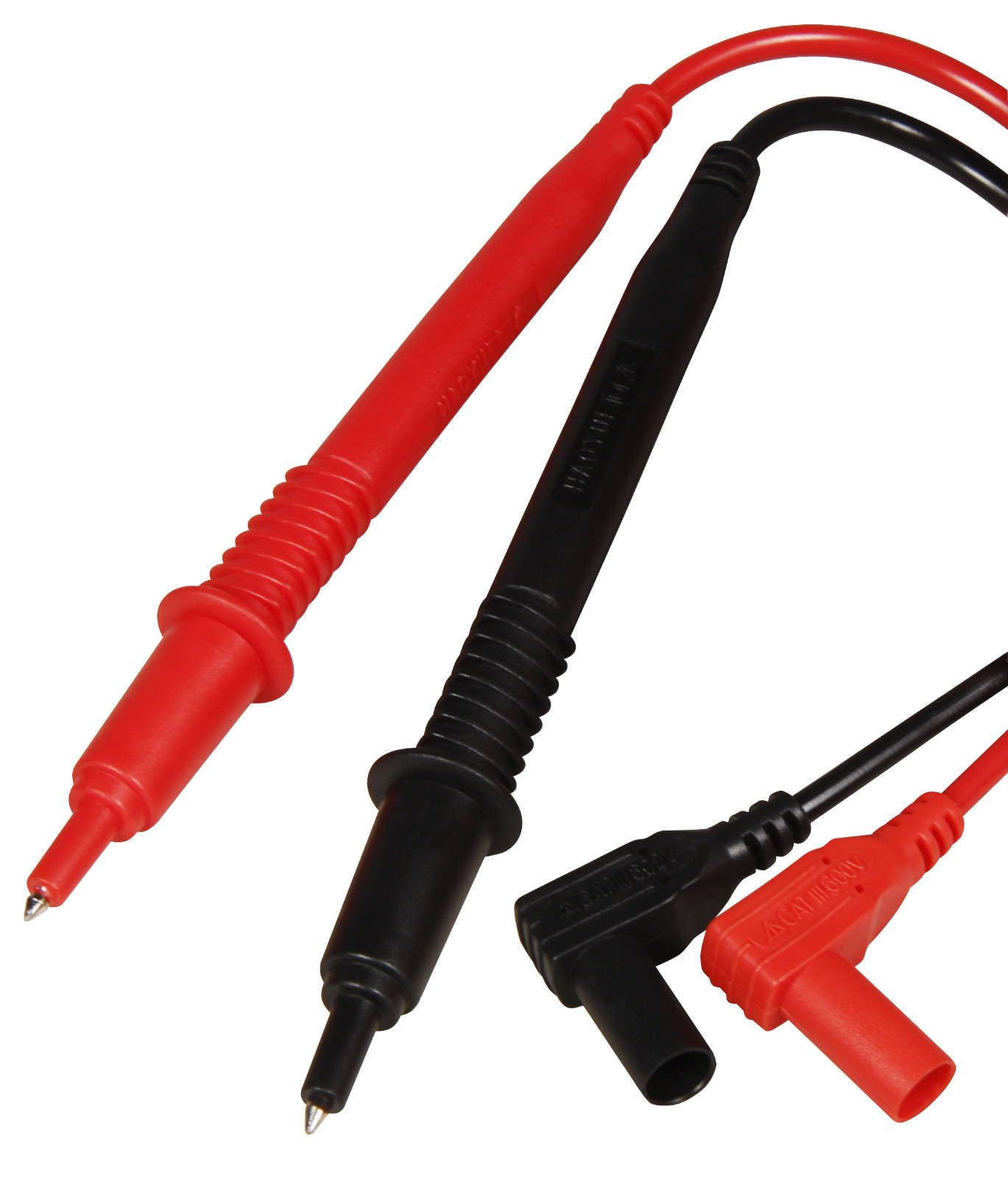 ➡️ Prüfkabelsatz McPower, 90cm lang (Messkabel) isolierte Stecker, schwarz-rot