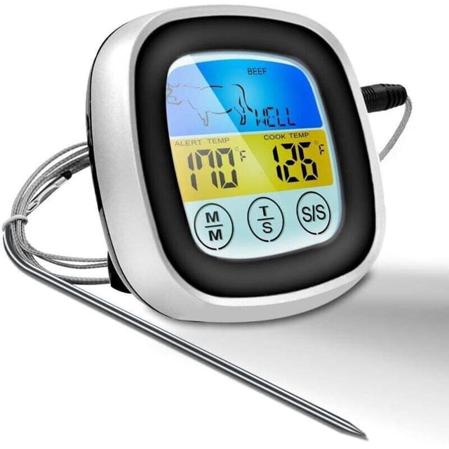 Digitales Fleischthermometer, Ofenthermometer, Farb-touchscreen, Sofortmesssonde, Grillthermometer Mit Timer-alarmfunktion Xxw