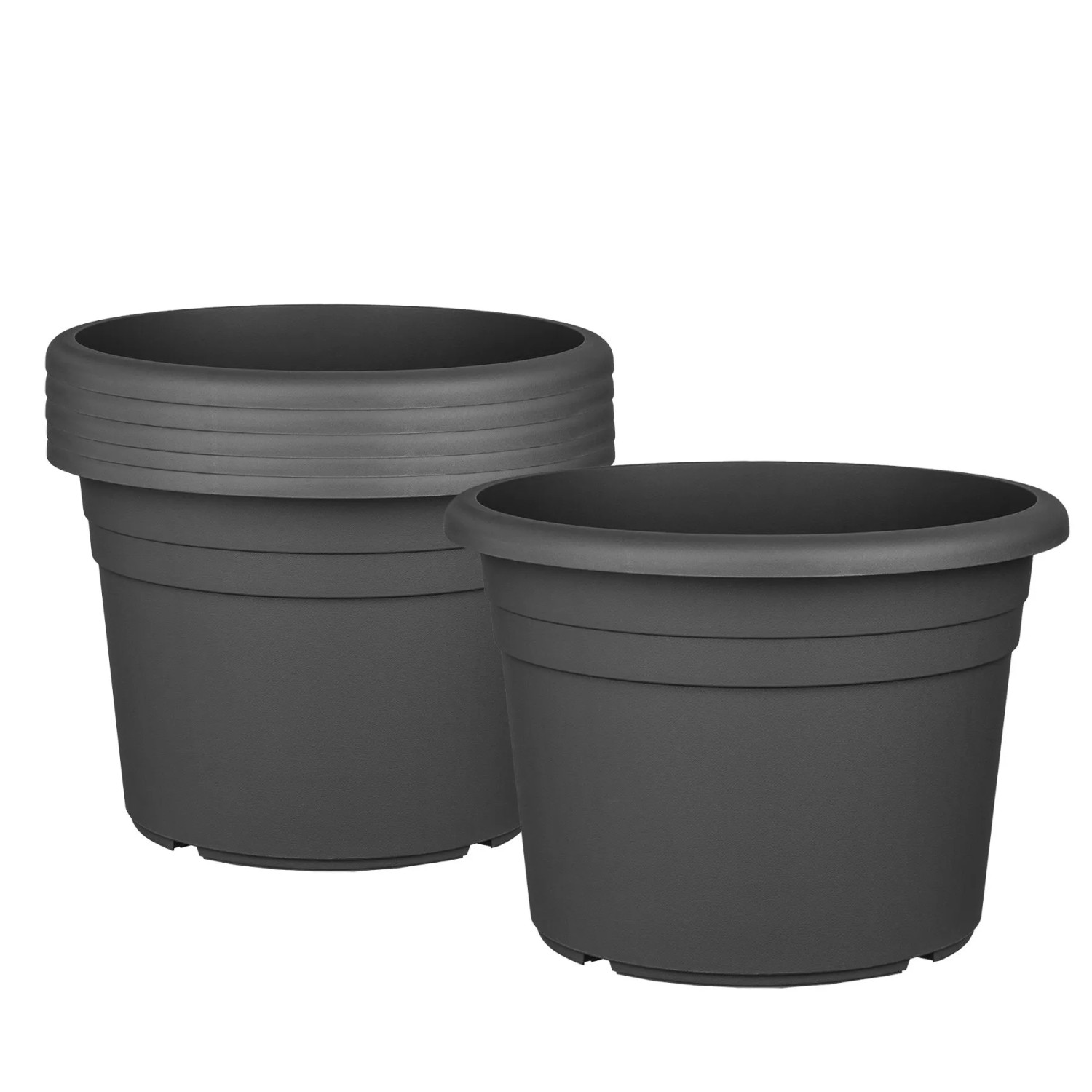 BigDean 6x Blumentopf 30 cm Anthrazit Kunststoff Pflanztopf 30 x 21 cm