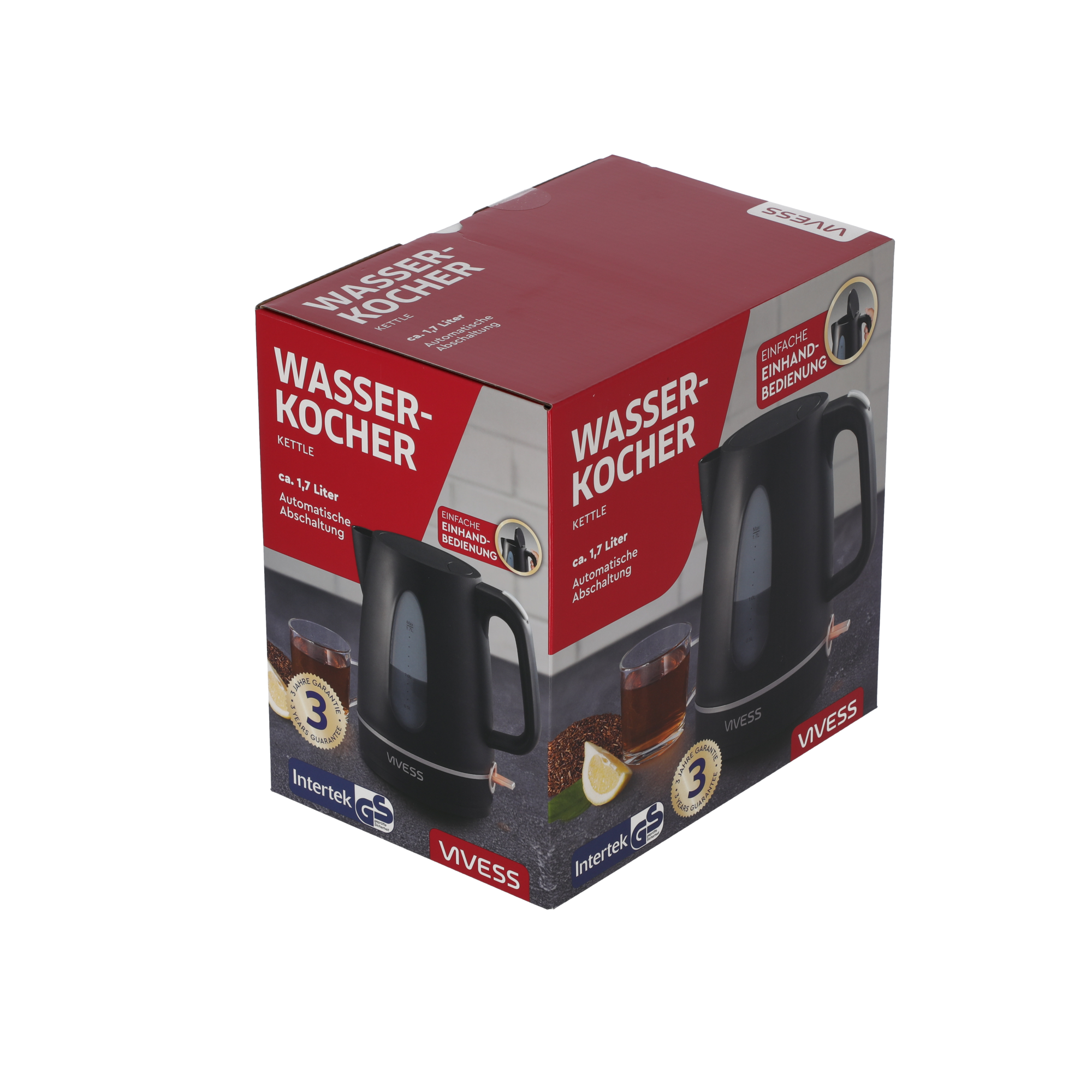 Vivess Wasserkocher 'Kettle' schwarz 1,7 l Bild 3
