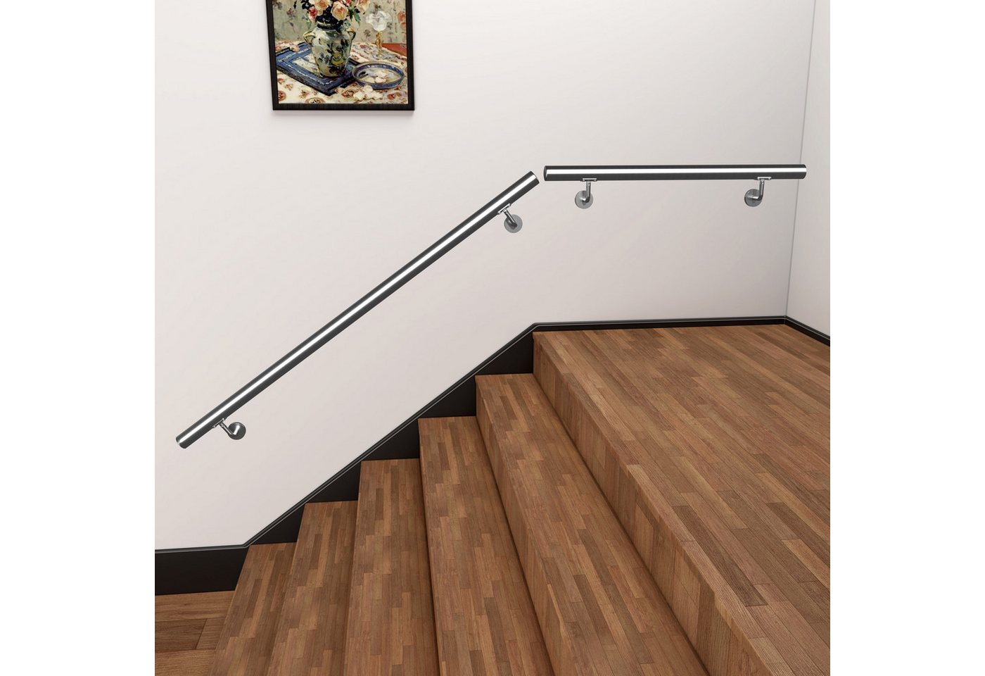 Duschparadies Handlauf Edelstahl Handlauf Wandhandlauf Treppengeländer Innen & Außen Geländer, 80 cm Gesamtlänge, (Packung), 304 Edelstahl Rostbeständigkeit Bild 3